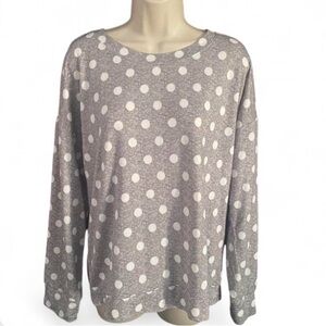 kate spade Gray Sweatshirt Pajama top with White Polka Dots